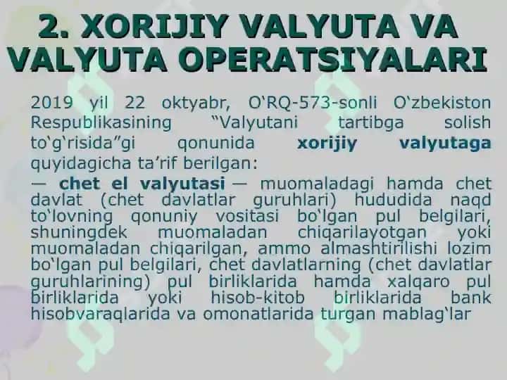 VALYUTA OPERATSIYALARI 7