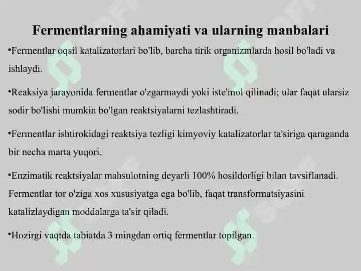 fermentlarning sanoatda qoʻllanilishi 2