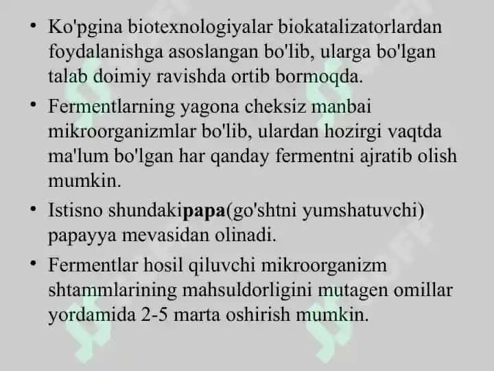 fermentlarning sanoatda qoʻllanilishi 3