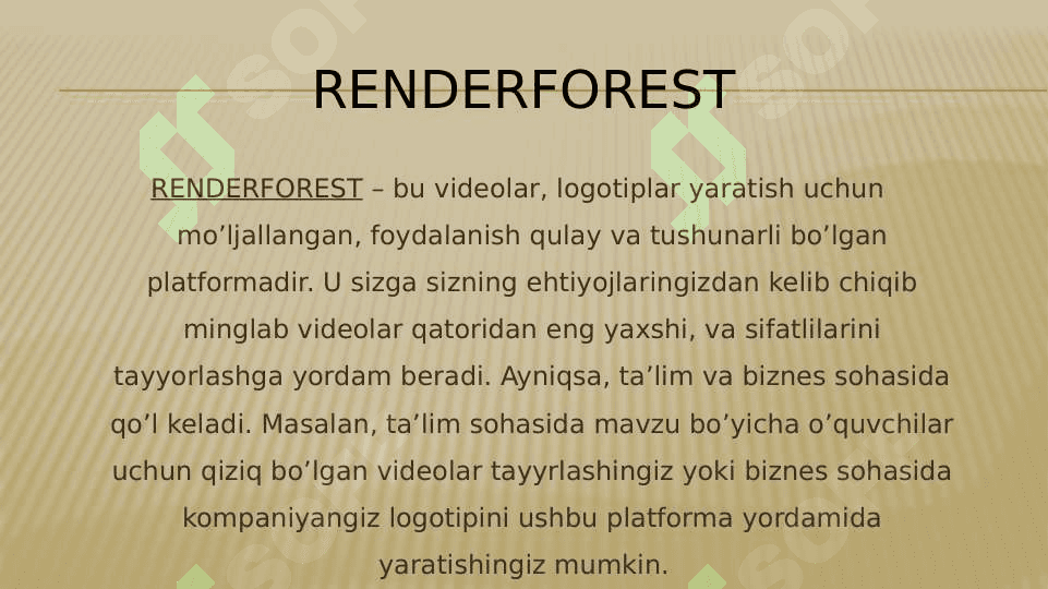 Renderforestda qanday qilib video yaratish mumkin 2