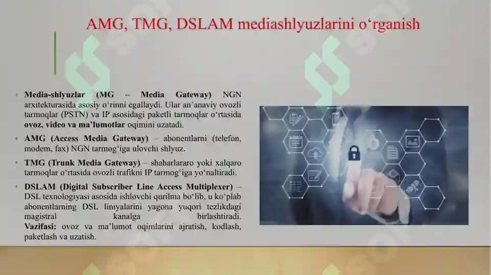 AMG, TMG, DSLAM mediashlyuzlarini o'rganish. 3