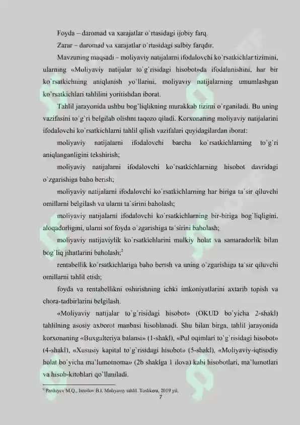 MOLIYAVIY NATIJALAR VA RENTABELLIK TAHLILI. 7