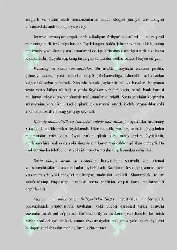 "Onlayn firibgarlikning jinoyiy-huquqiy kvalifikatsiyasi masalalari" kurs ishi 7