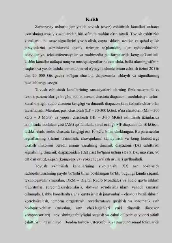 Tovush (ovoz) eshittirish kanallarining xususiyatlari 3