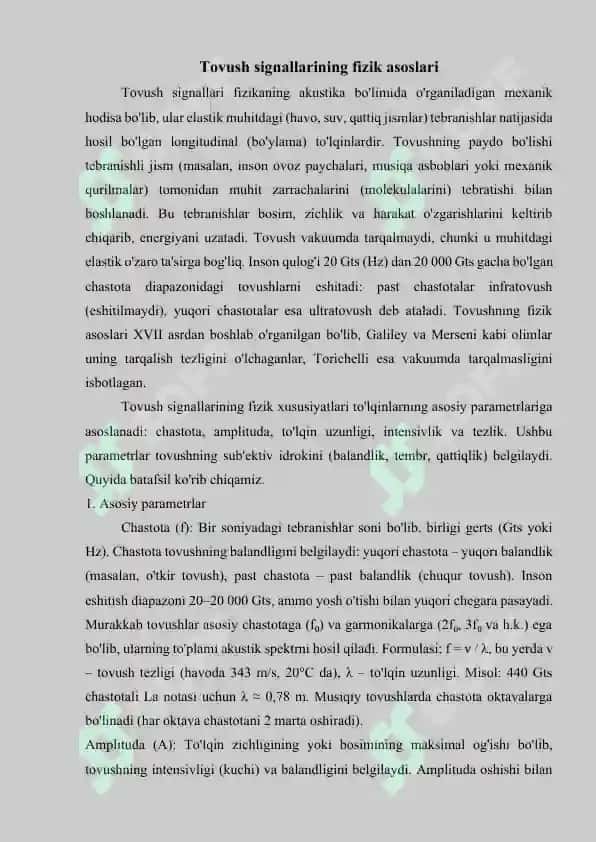 Tovush (ovoz) eshittirish kanallarining xususiyatlari 5