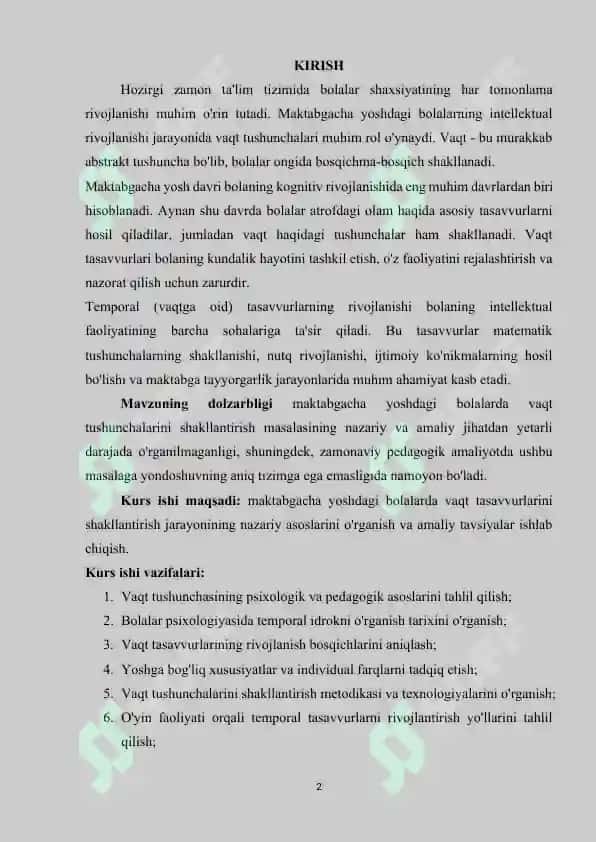 BOLALARDA VAQT TASAVVURLARINI SHAKLLANTIRISH 2
