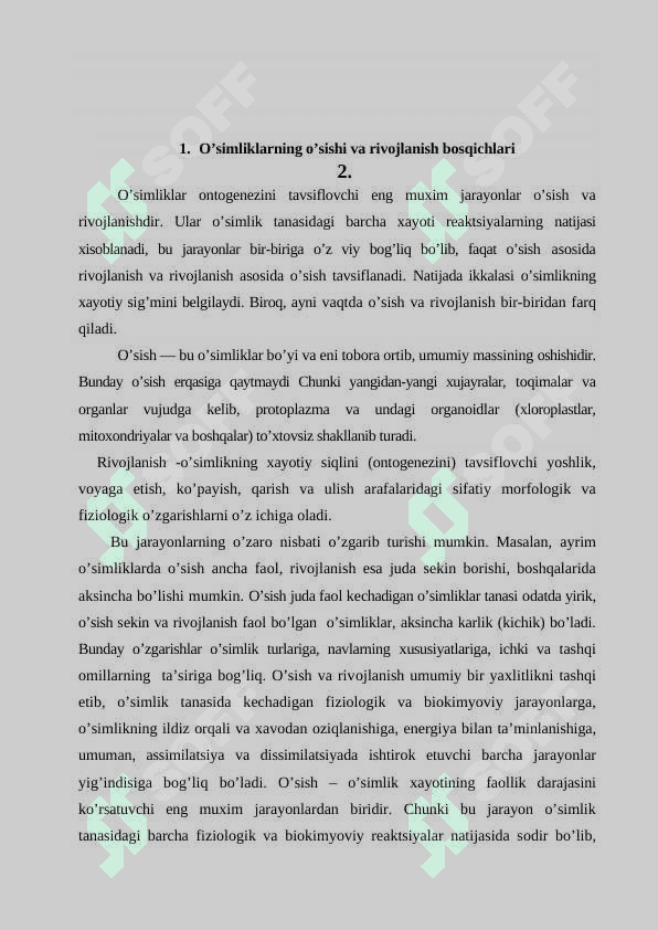 O'simliklarning kelib chiqish tarixi va organlarning paydo bo'lishi 2