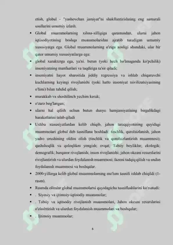 Jahonning global iqtisodiy muammolari mavzusida kurs ishi 6