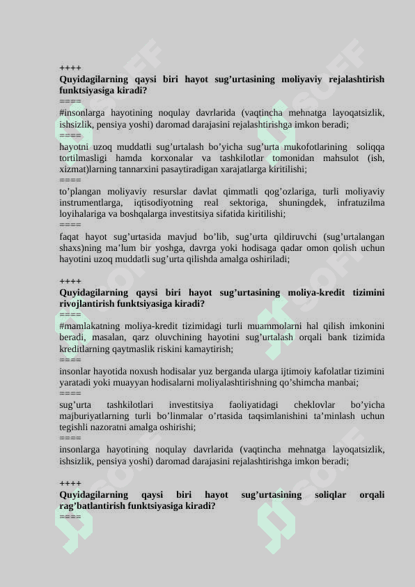 “SUG‘URTA ISHI (HAYOT SUG‘URTASI MODULI)” FANIDAN TEST SAVOLLARI 7