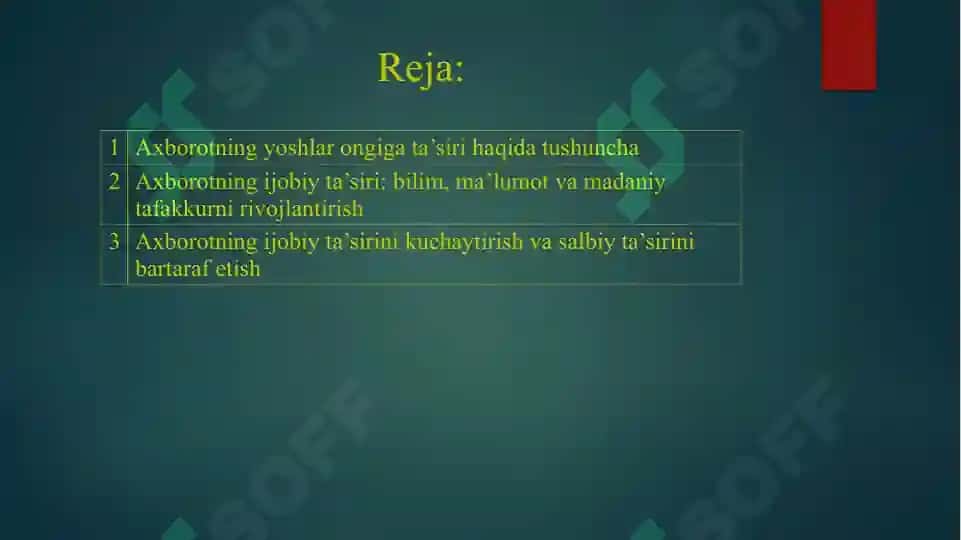 Axborot yoshlar ongini shakllantirishning muhim vositasi sifatida 2
