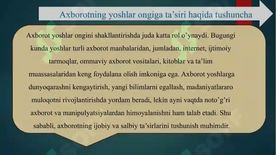 Axborot yoshlar ongini shakllantirishning muhim vositasi sifatida 3