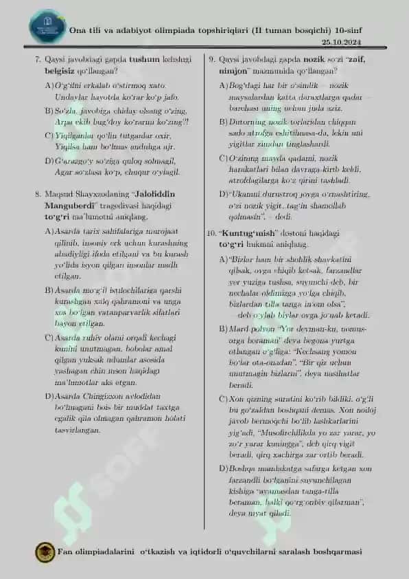 Ona tili va adabiyot olimpiada topshiriqlari (10_sinf_Ona_tili_va_adabiyoti_tuman_bosqichi_2024) 10-sinf 2
