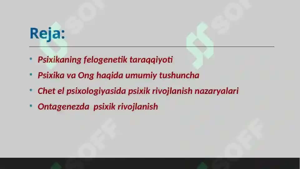 Psixika va Ong haqida umumiy tushuncha 2