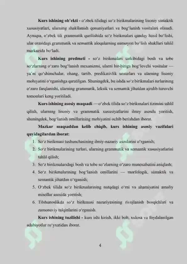 Soʻz birikmasining lisoniy sintaktik xususiyati va bogʻlanish omillari 4
