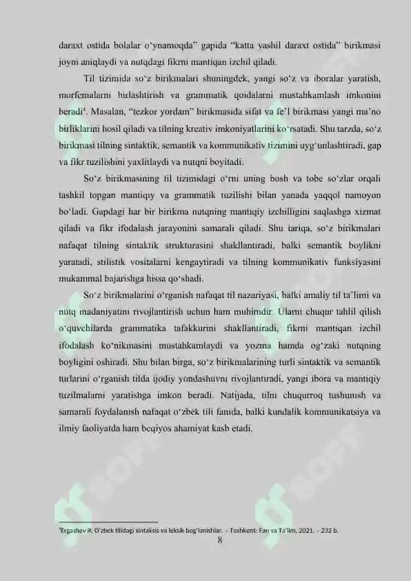 Soʻz birikmasining lisoniy sintaktik xususiyati va bogʻlanish omillari 8