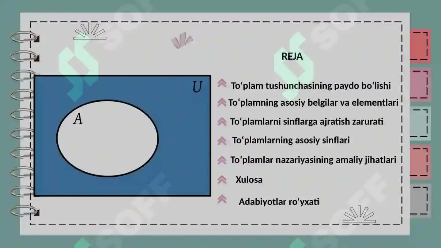 Matematikadan to`plamlarni sinflarga ajratish 2