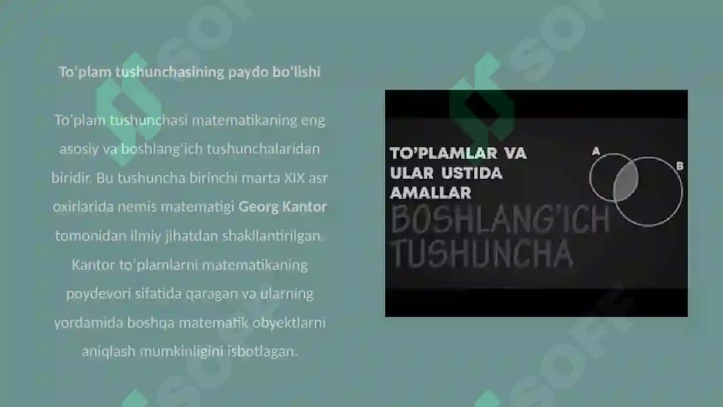 Matematikadan to`plamlarni sinflarga ajratish 4