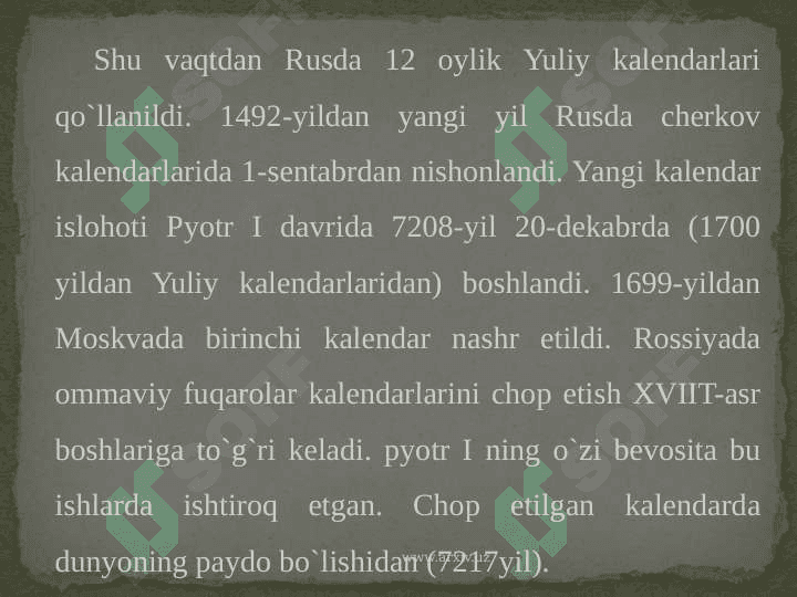 Mayyalar va Rus kalendarlari tarixi 8