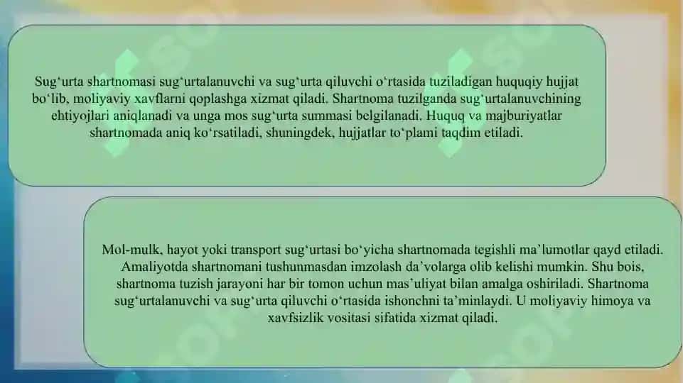Sug'urta shartnomasi va sug'urta polisi.  SLAYD 4