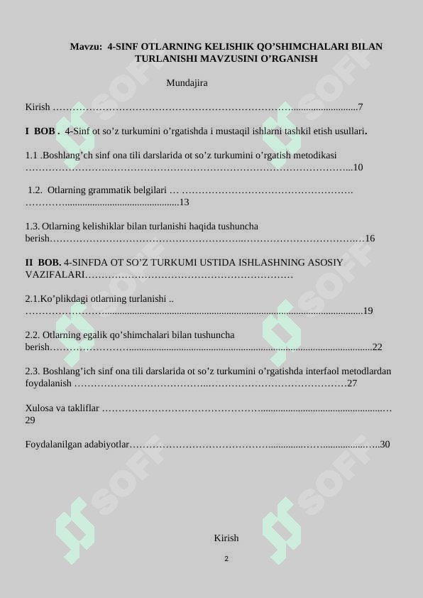 4-SINF OTLARNING KELISHIK QO’SHIMCHALARI BILAN TURLANISHI MAVZUSINI O’RGANISH 2