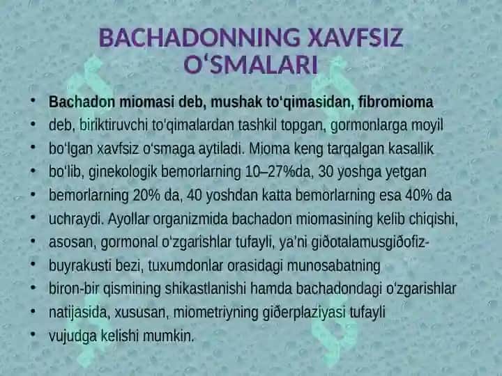 AYOLLARJINSIY A’ZOLARIDA O’SMA OLDI VA O’SMA KASALLIKLARI 4