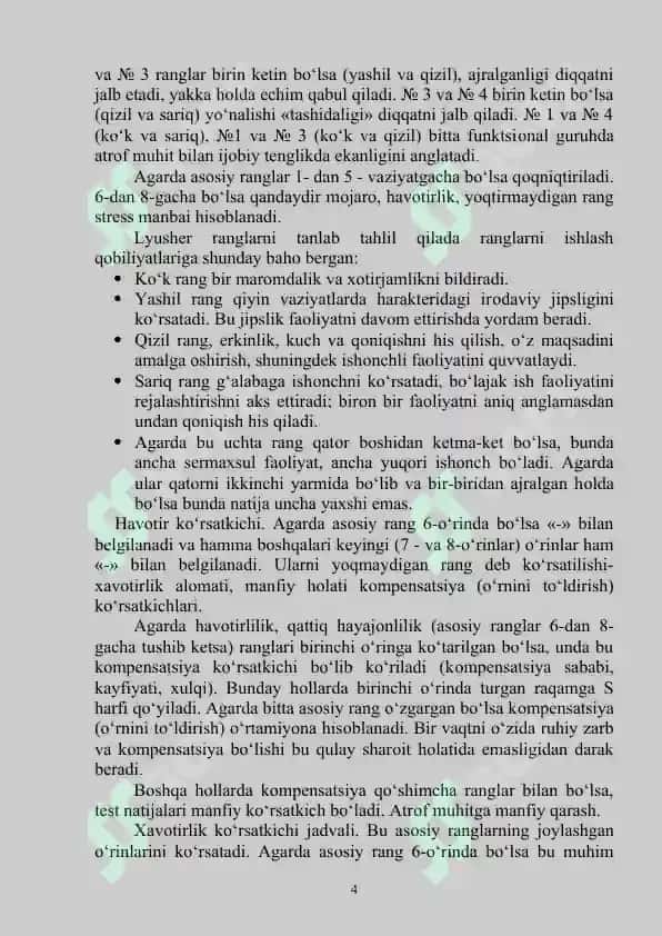 M.Lyusherning Rang Tanlash Testi 4