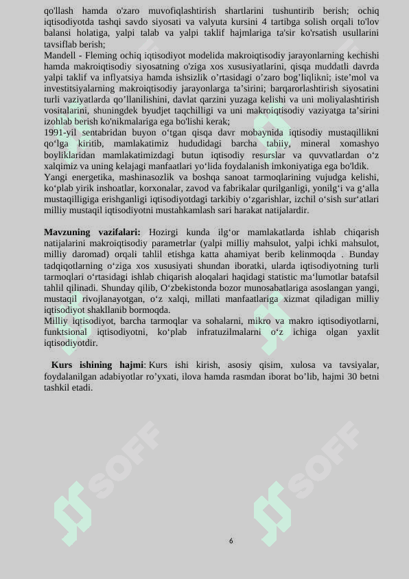 Mustaqillik yillarida O’zbekiston Respublikasi rivojlanishining makroiqtisodiy ko’rsatkichlari tahlili 6