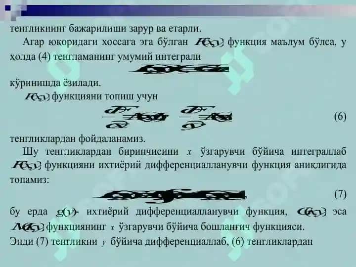 Bernulli_tenglamasi_To’la_differensialli_tenglamalar_Integrallovch 7