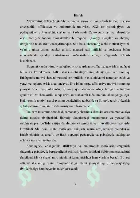 Erishganlik, affillatsiya, hukmronlik motivlari 3