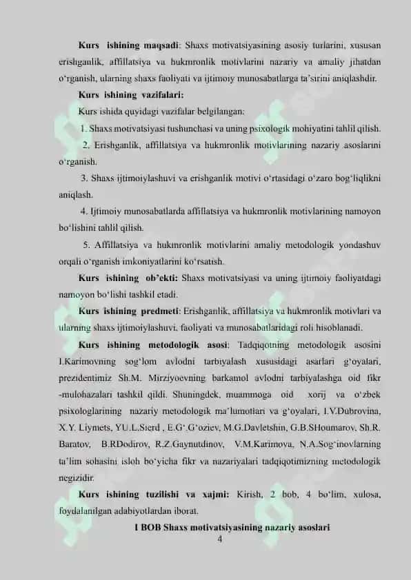 Erishganlik, affillatsiya, hukmronlik motivlari 4
