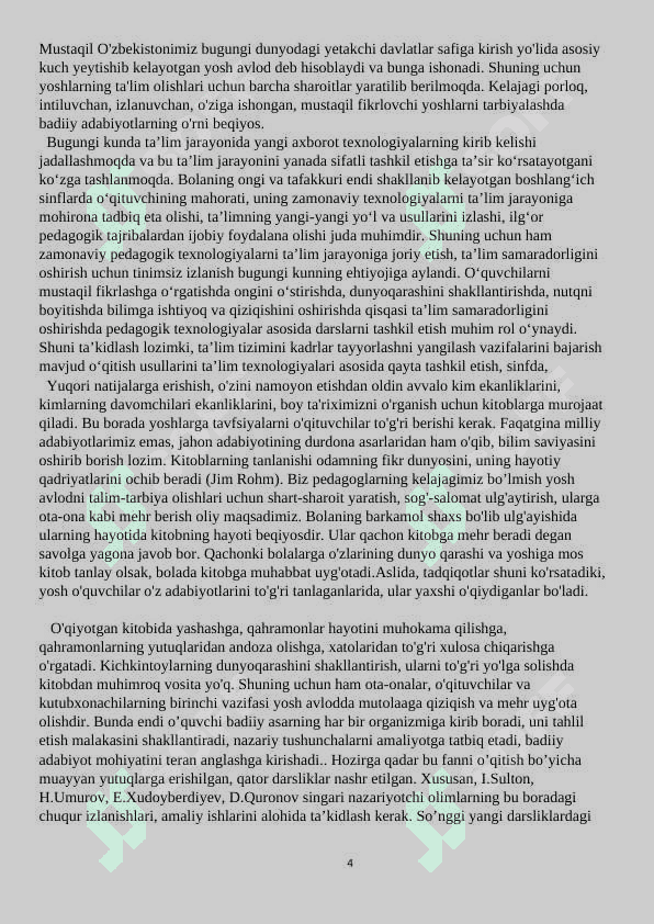 O’qish darslarida masal o’tish uslubiyoti 4