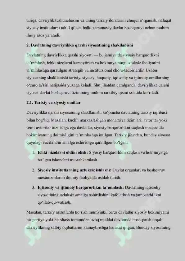 Davlatning Davriylikka Qarshi Siyosati 7