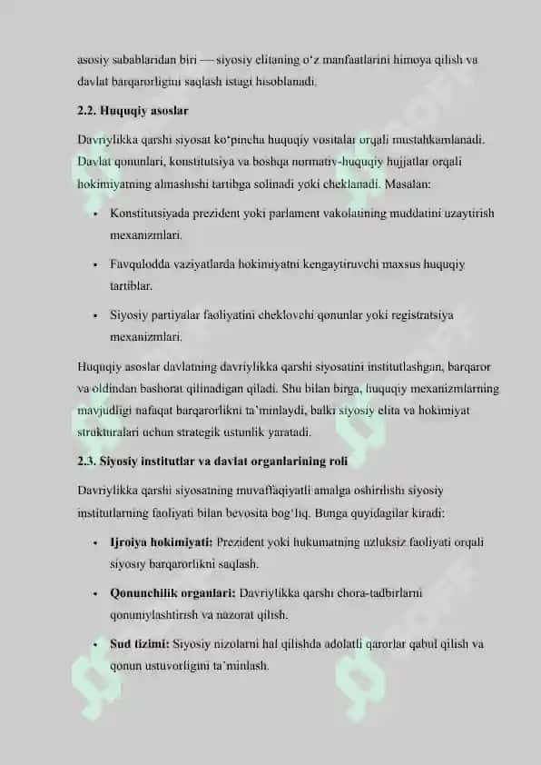 Davlatning Davriylikka Qarshi Siyosati 8