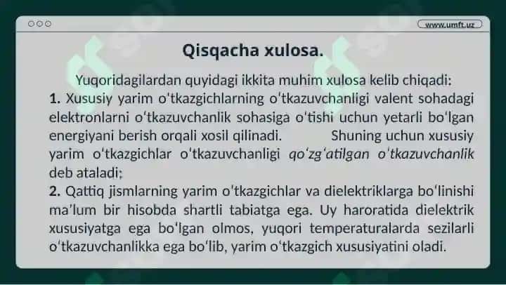 Yarim oʻtkazgichlarturlari va ularning xossalari 6