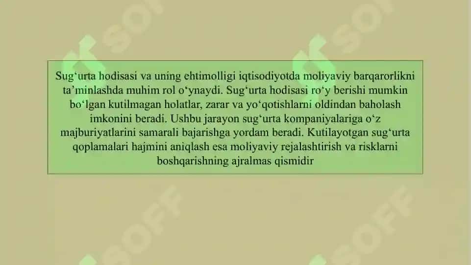 Sugurta hodisasini roy berish ehtimolligi va kutilayotgan sugurta qoplamalari hajmini aniqlash. 3