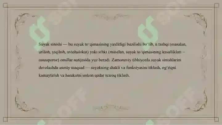 Suyak sinishlarda zamonaviy davolash usullari 2