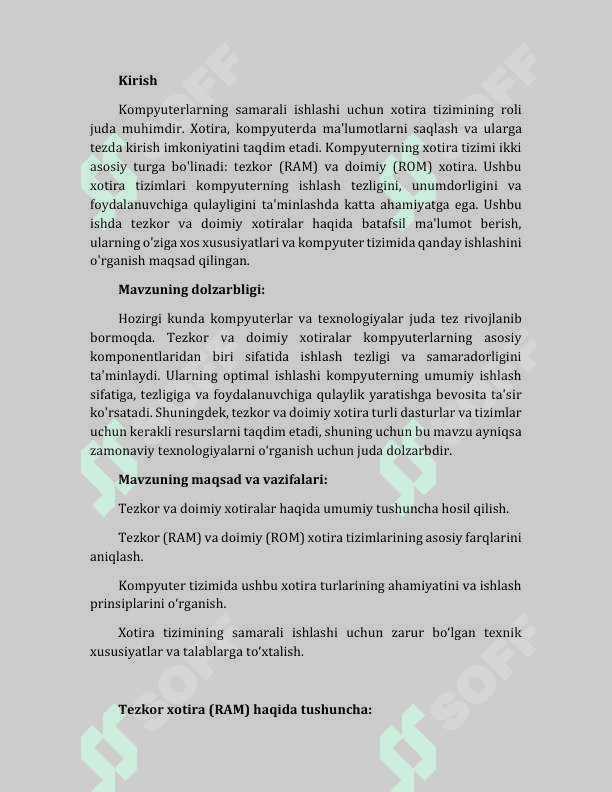 Kompyuterning tezkor va doimiy xotirasi 4