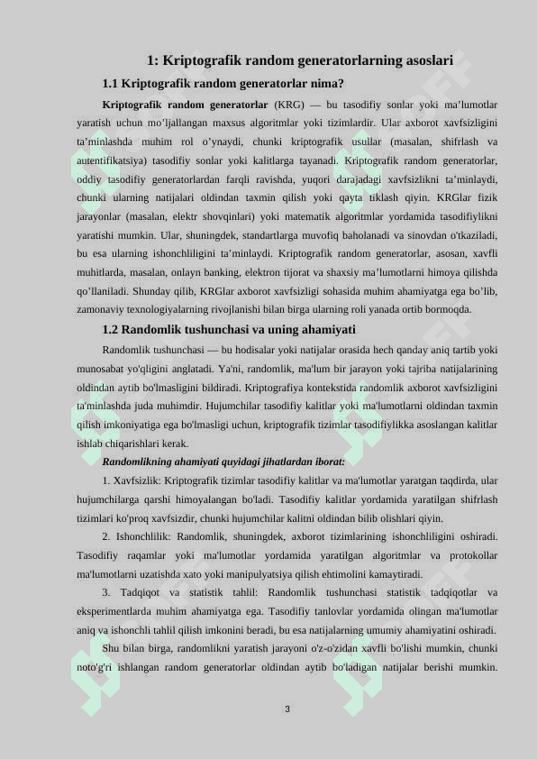 Kriptografik random generatorlar va ularning xavfsizligi 3