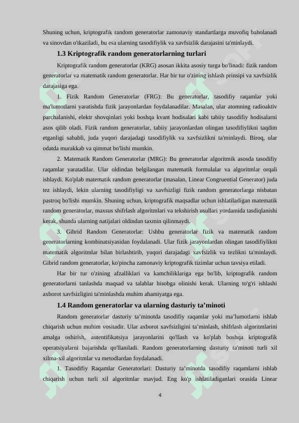Kriptografik random generatorlar va ularning xavfsizligi 4