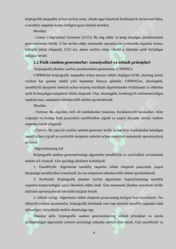 Kriptografik random generatorlar va ularning xavfsizligi 6