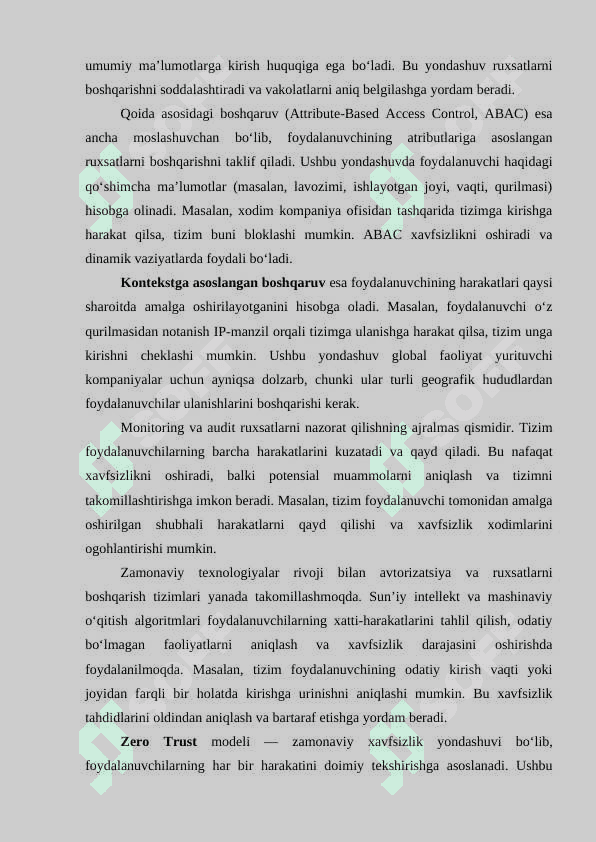 Identifikatsiya, autentifikatsiya, avtorizatsiya va ruxsatlarni nazoratlash 8