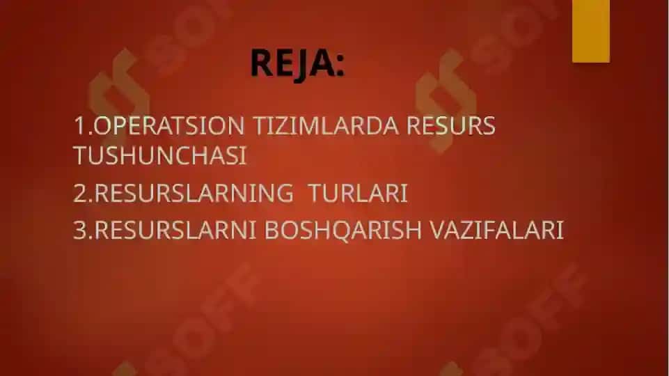 Operatsion tizimlarda resurs tushunchasi 2