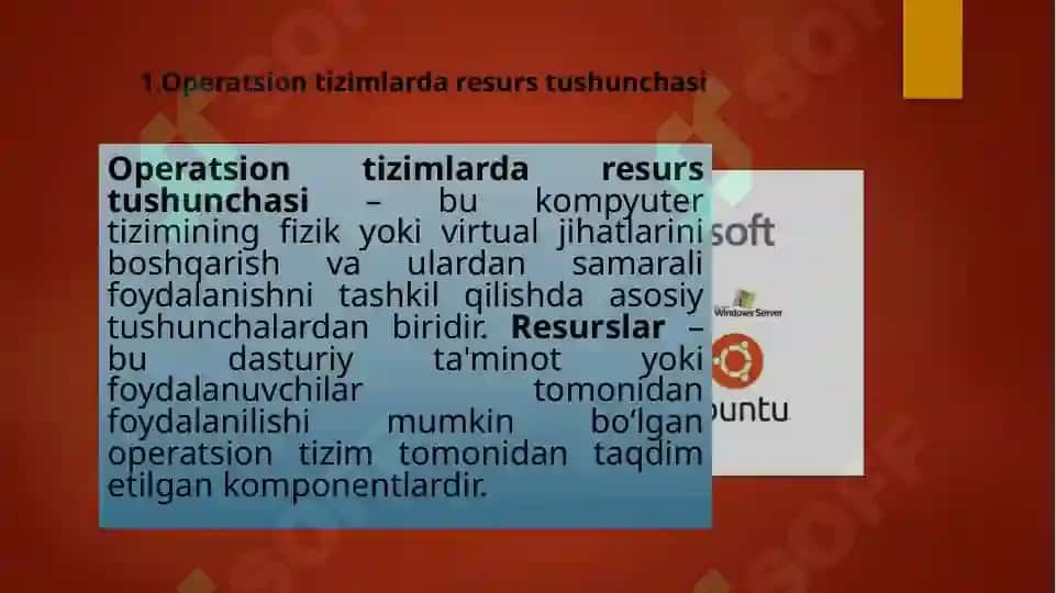 Operatsion tizimlarda resurs tushunchasi 3