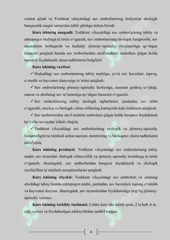 Toshkent viloyati hududida joylashgan suv omborlaning atrof muhitga ta’siri 3