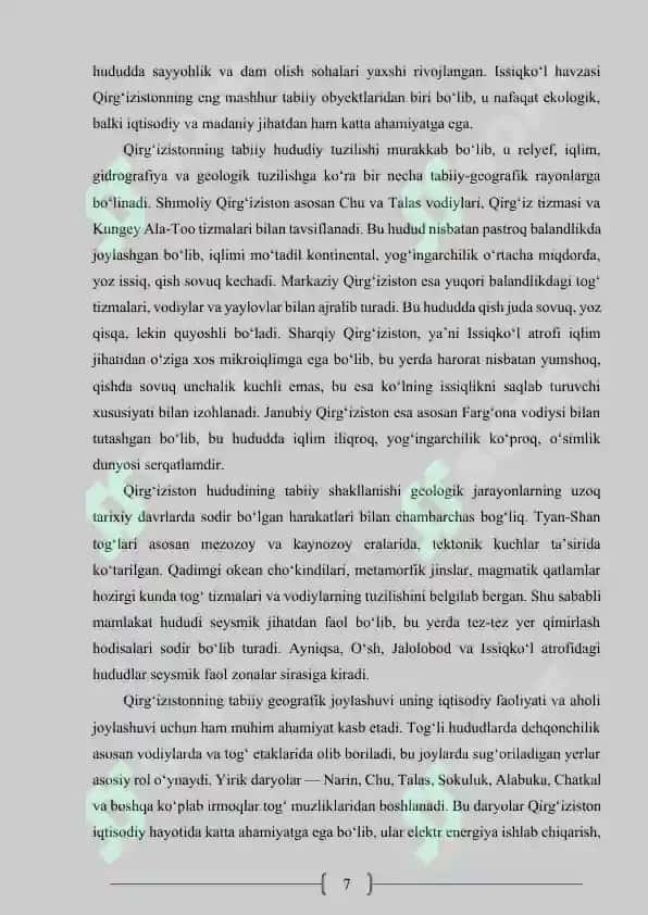 QIRG‘IZISTON VA TURKMANISTON TABIATIGA UMMUMIY TABIIY GEOGARFIK TAVSIF. 6