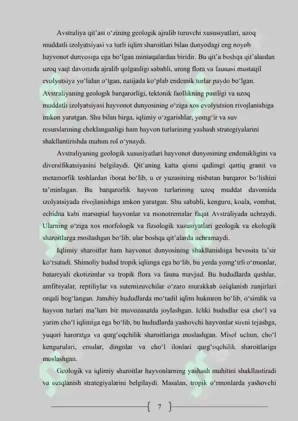 AVSTRALIYA HAYVONOT DUNYOSINING O‘ZIGA XOS XUSUSIYATLARI 6