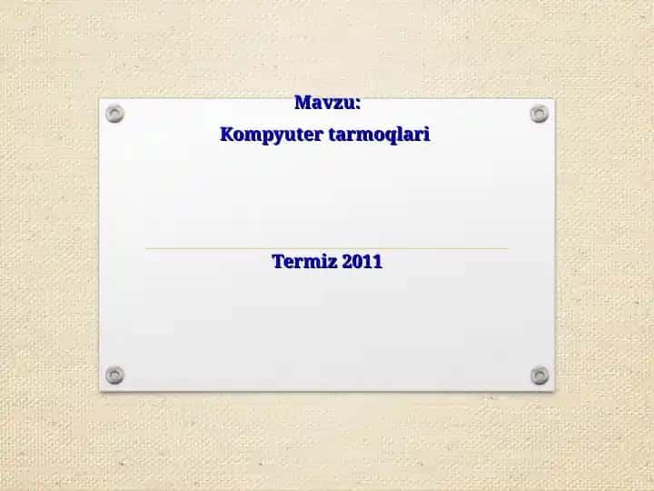 Kompyuter tarmoqlari 1