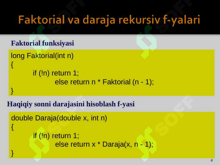 Rekursiv funksiyalar 4