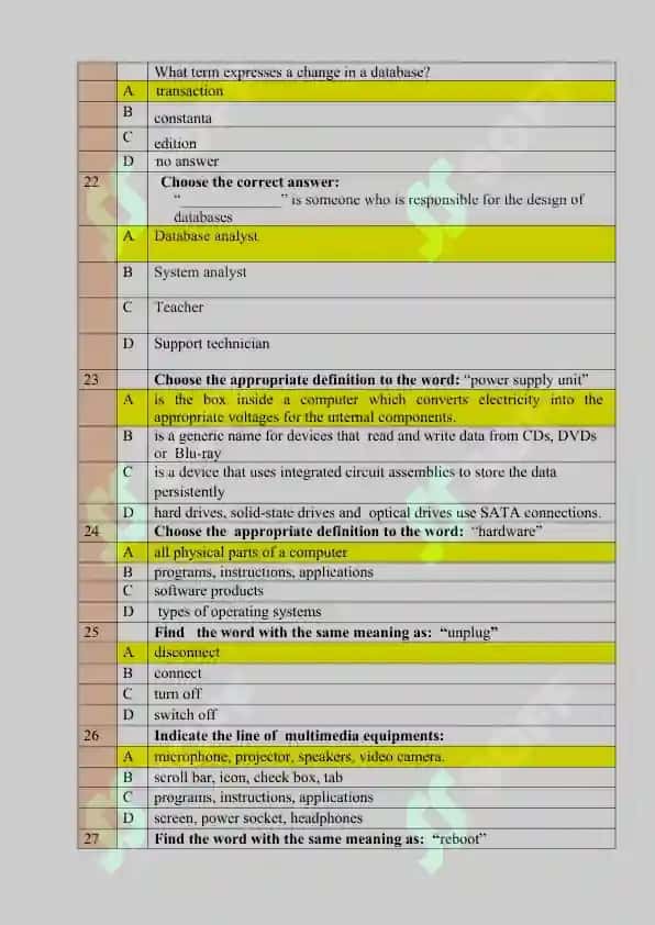 Ingliz tili fanidan tushish ehtimoli balang bolgan test baza savol javoblari 4