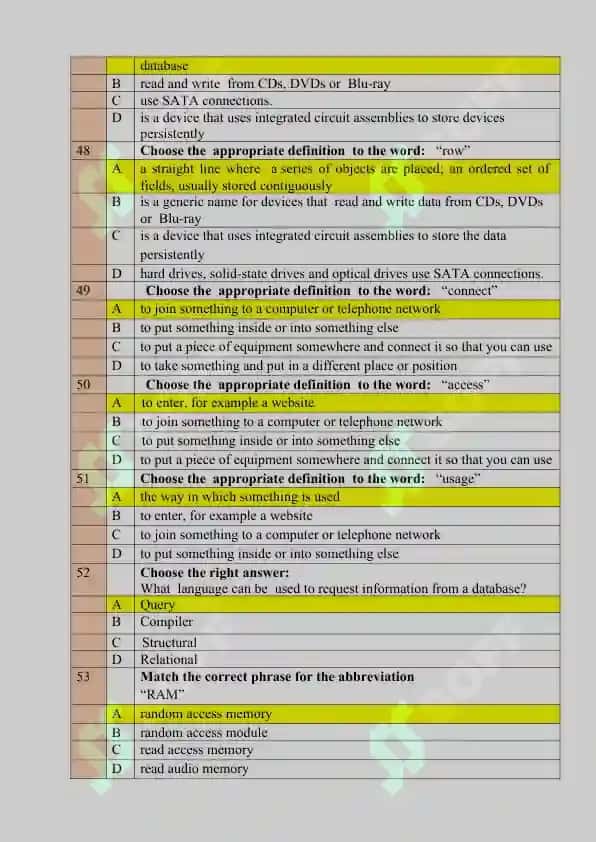 Ingliz tili fanidan tushish ehtimoli balang bolgan test baza savol javoblari 8